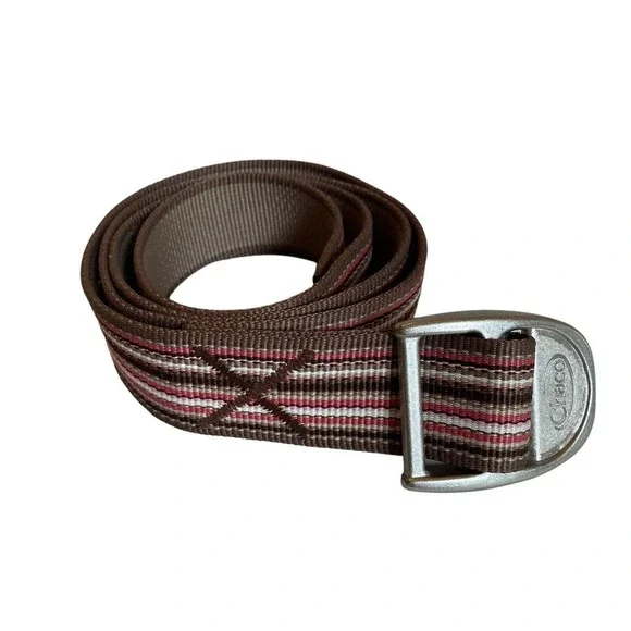 Chaco Unisex Canvas Nylon Webbing Belt Sz L Adjustable Brown Multi Stripe - Picture 2 of 7
